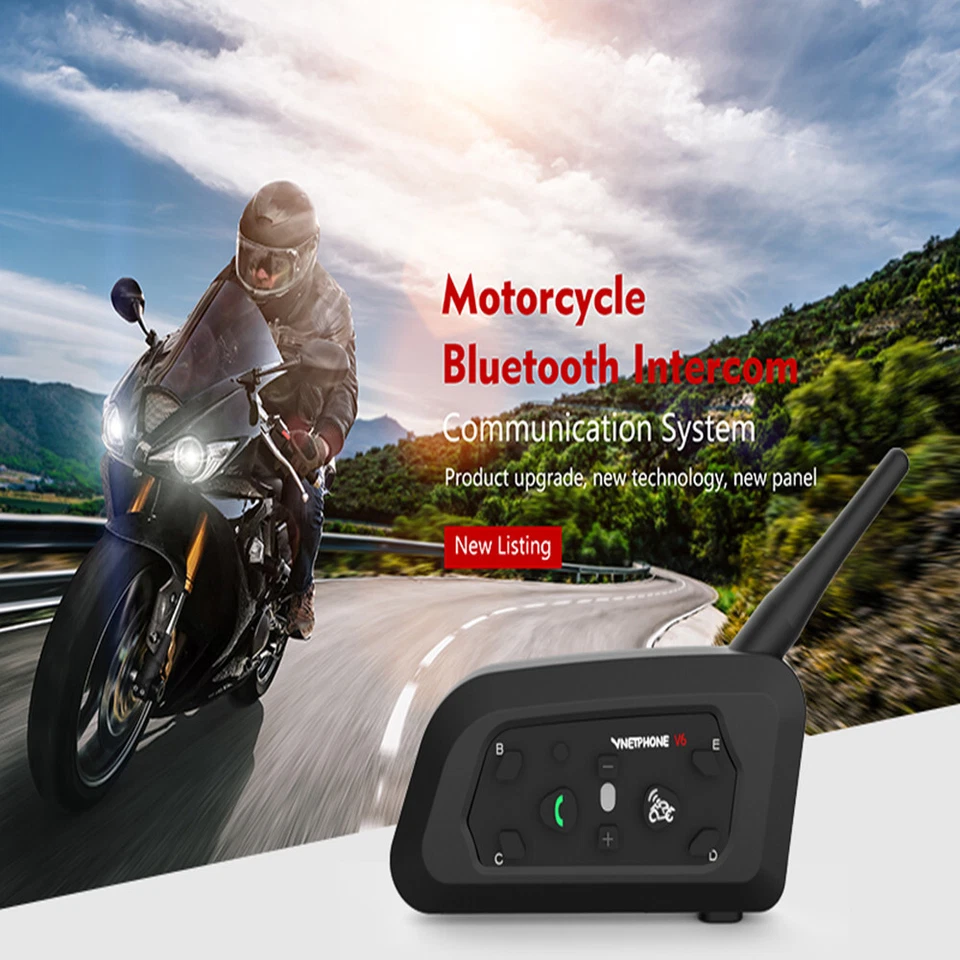 Motorcycle Helmet Intercom Bluetooth Wireless Headset Interphone V6 Waterproof - Image 3 of 4