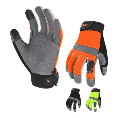 Vgo 1/3Pairs Synthetic Leather Work Gloves for Men, Mechanic Gloves(SL7584)