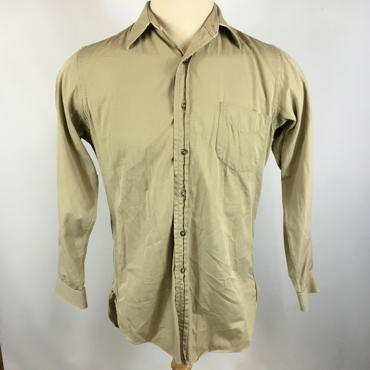 k*b様 40s〜50s vintage shirt Vintage 50s Ripley Sanforized Gusset Khaki Work Shirt Distressed