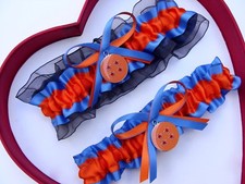 New Handmade Wedding Garter Orange Royal Blue Black