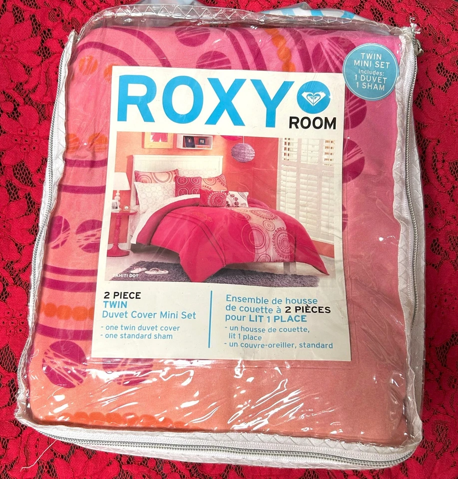 НОВЫЙ ~ Roxy ~ цветок розовый ~ TWIN пододеяльник/одеяло покрывало шам постельное белье ~ 2 шт. - Изображение 2 из 3