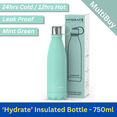 HYDRATE Isolierflasche Thermos Gym Trinkflasche - 750ml. 12h Hot 24h Cold GRÜN
