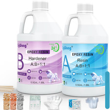 1 Gallon Crystal Clear Epoxy Resin Kit Scratch Resistant UV Resin Hardener Craft
