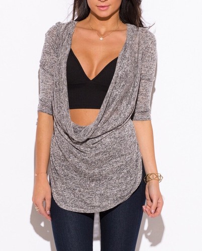 Blusa para mujer cuello con capucha cuello de inmersión cuello tejido túnica - Imagen 14 de 41
