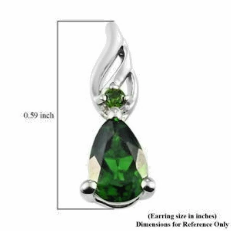 Aretes con piedras preciosas de cromo diopsido 0,86 quilates platino sobre plata de ley Foto 4 de 4