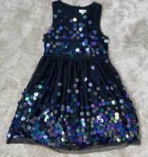 Cat  Jack Girls Black Sequin Tulle Fit  Flare Sleeveless Dress M 7/8