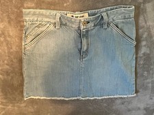GAP Women s Mini Jean Skirt Light Wash Size 12 Raw Hem