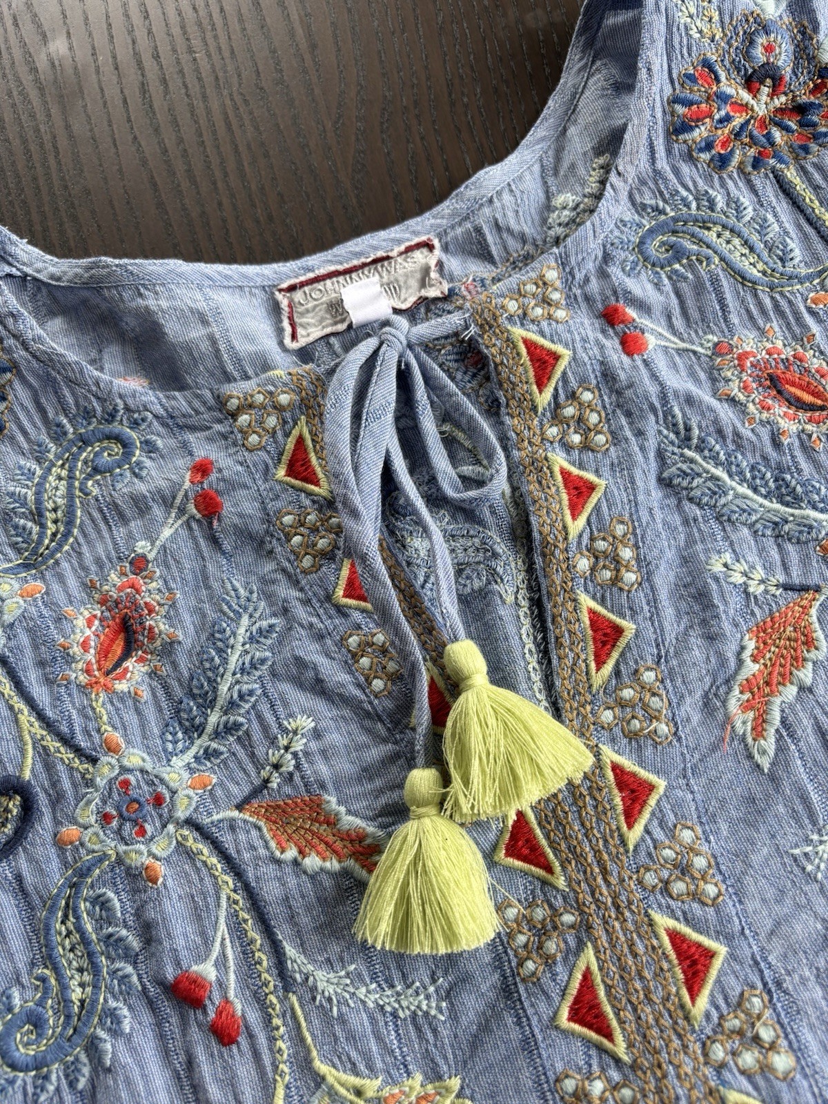 Johnny Was Workshop Split V Neck Embroidered Dres… - image 2