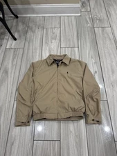 Vintage Polo Ralph Lauren Tan Beige Harrington Bomber Jacket Lined Mens Medium