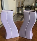 2 Royal Haeger Large Ceramic Purple Vases 13” Purple Lavender #475-26