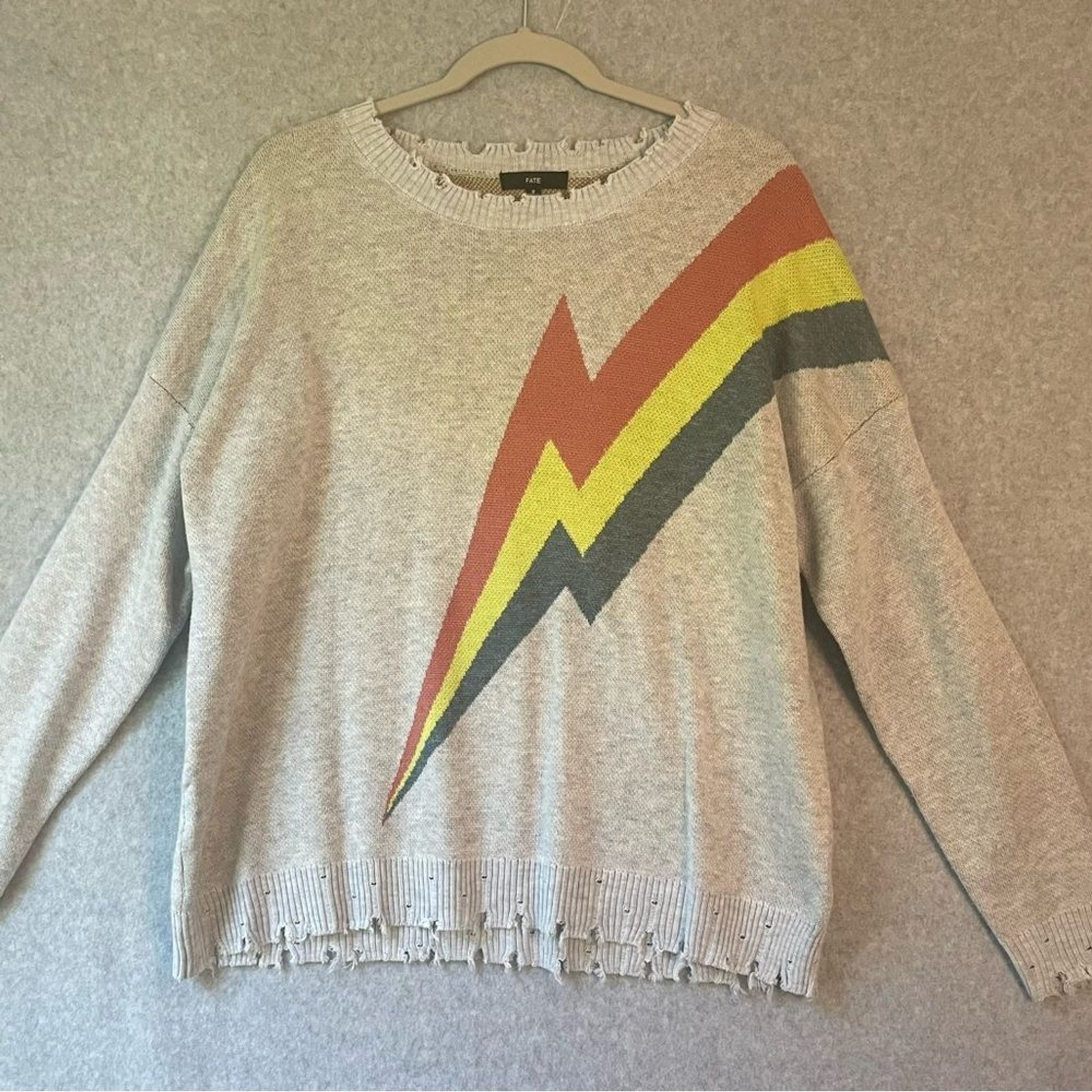 FATE multicolor, distressed pullover gray Lightni… - image 1