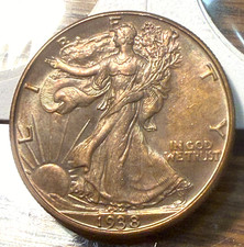 1i938-D Walking Liberty Half Dollar Tough Original Deeply Toned BU CHRC