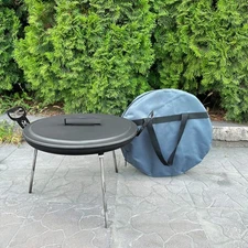 40cm Disk Pan with Lid and Carry Case, Fire Cooking Skillet, Metal Cowboy Wok