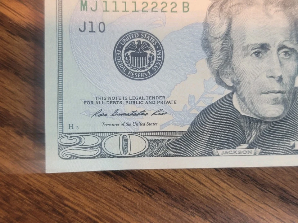 Double Quad TRUE BINARY 11112222 $20 Fancy  2013 series Almost Uncirculated / Un - Image 4 of 4