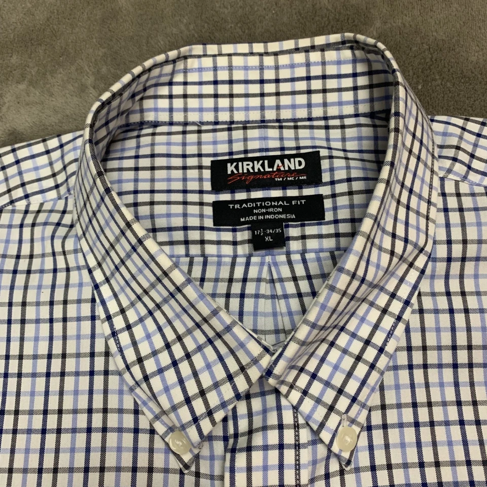 Kirkland Shirt Mens XL Extra Large Button Up Plaid Non Iron Long Sleeve - Image 4 of 4
