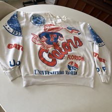 Vtg 1988 Florida Gators AOP Majestic Crewneck Sweater USA Made Large