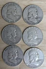 Lot Of 6 - Ben Franklin - 90% Silver Half Dollars