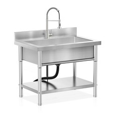 Stainless Steel Sink Free Standing with Faucet Legs for Kitchen Restaurant