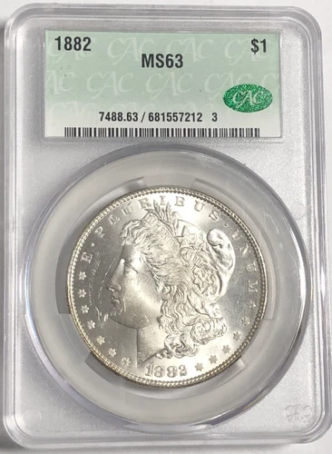 1882 MORGAN "CAC MS63" - CRISP WHITE, LITTLE EDGE TONING/HIGH POINTS/REV PL 💥 ✅