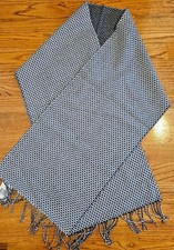 Better Than Cashmere Men's Scarf w/Fringe ~ Black Grey Houndstooth ~ 62" ~ NWT