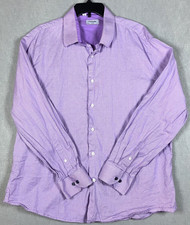 Duchamp London Men's Slim Fit Cotton Stretch Shirt, Purple, Size 18.5 XXL 2535