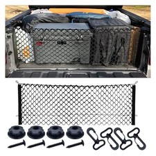 Black Car Rear Cargo Net Str Stretchable Pocket Mesh 43.3x15.7 Inches Size