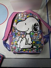 Peanuts SNOOPY Backpack 16" 12" 4" Snoopy Montage EXCELLENT See Pics 2015