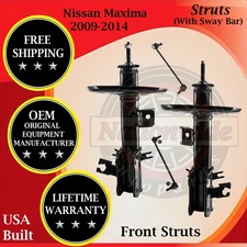 Monroe OEM Front Struts W/ Sway Bar For 2009-2014 Nissan Maxima Lifetime Warran.