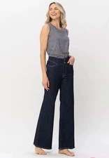Judy Blue High Waist Wide Leg Jeans Size 31 Dark Wash JB88579 DK