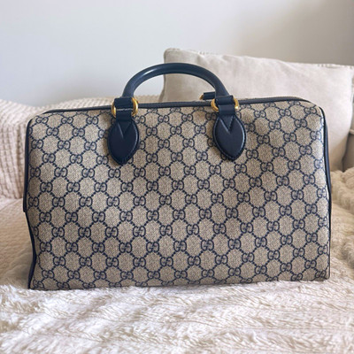 Gucci Medium GG Supreme Boston Bag 409527 Beige Blau + Schulterriemen