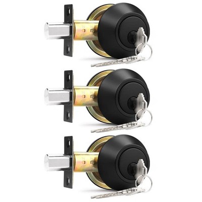 Probrico Double Cylinder Deadbolts Flat Black with Different Keys, 3 Keys