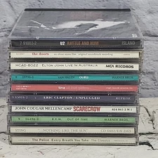Classic Rock Music CDs Lot Of 10 U2 Van Halen Doors Elton Clapton Mellencamp