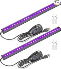 USB Black Light Bar 10W 1Ft Upgraded UV LED Blacklight Strip Lights Small Blac