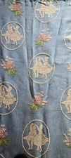 Vintage 1950's Fieldcrest Blue Pink Coverlet Cameo Silhouette Dancing Couple 