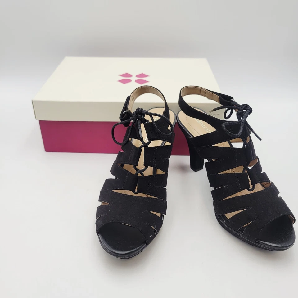 Naturalizer Womens Desi Dress Pumps Sandals 6 Black Suede Slingback Party Work - Image 3 of 4