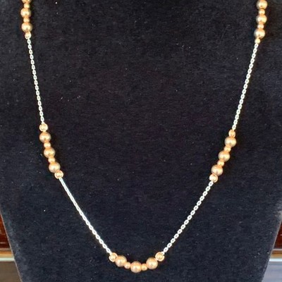 Ann Taylor Sterling Silber Halskette goldfarben Perlen elegant leise zierlich 925
