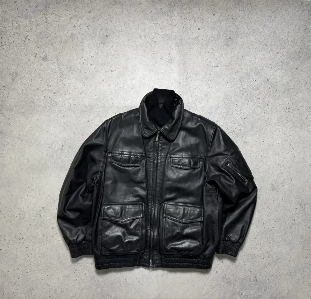 Hackel & CO/Munster/W 90's Leather German Army Police Jacket Size