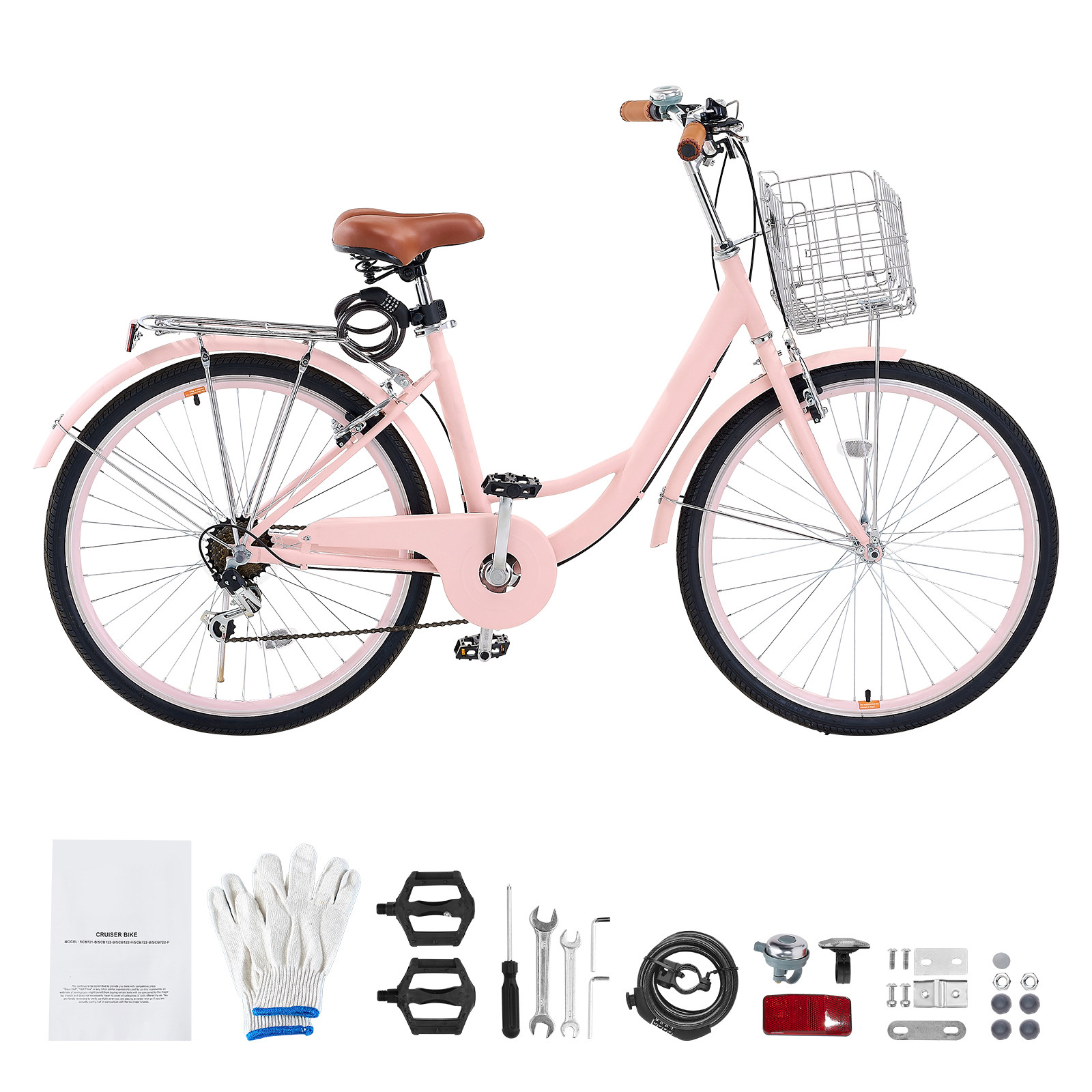 26 Inch Ladies' Charleston Cruiser Bike 7-Speed Pink Beach C