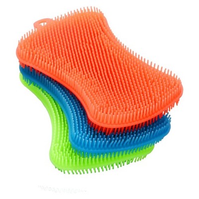 3PCS Silicone Dish Sponges Food Grade Non Scratch Kitchen Scrubber Brush Set