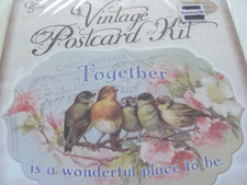 Crafty Secrets Vintage Postcard Kit w Chipboard Stamps Embellish - Together Is a