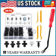 100Pcs Car Trim Clips & Fasteners Set - Bumper, Door Panel, Fender Retainer Kit