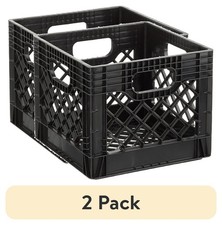  2 pack Juggernaut Storage 16QT Heavy-Duty Plastic Square Milk Crate Black