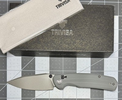 TRIVISA Hornet Axis Lock Gray G10 Folding 14C28N Sandvik Pocket Knife JM01GG14
