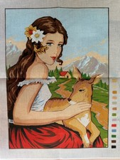 Printed needlepoint Tapestry Girl  Doe Canvas Only 45x60 Cm Temeljkovic