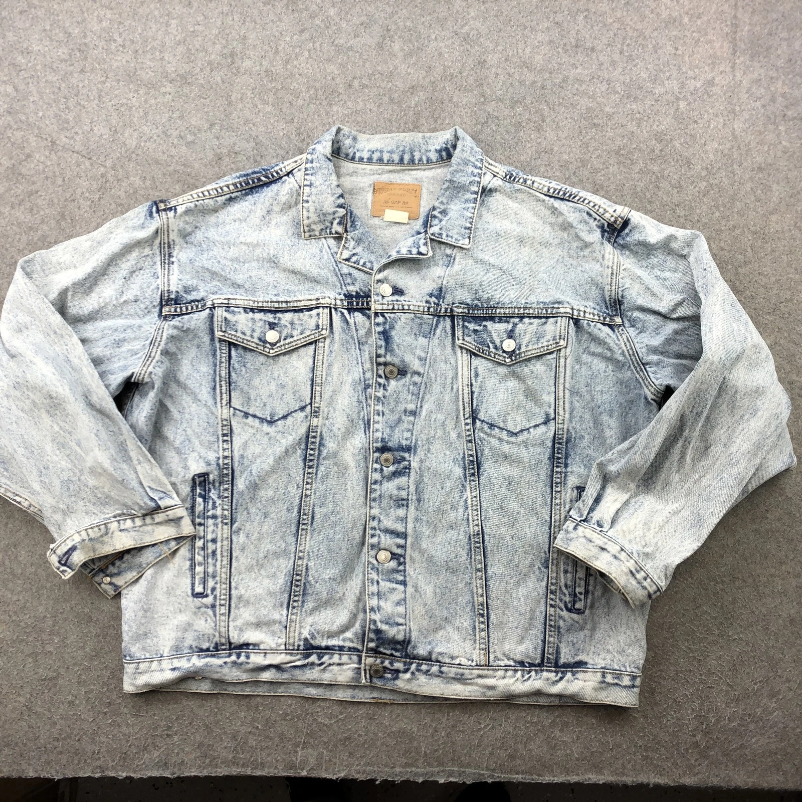 Vintage Gap Jacket Mens Large Acid Wash Denim Trucker Workwear 90s
