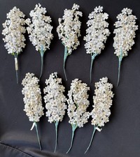 9 VTG Artificial Silk Forget Me Nots Lilacs Craft Flowers Wrapped Wire Stems