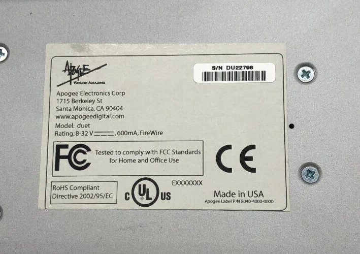 Apogee Duet Firewire Audio Interface (PARTS) - Image 4 of 4