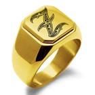 Mens Square Biker Style Signet Ring Stainless Steel Monogram Royal Initial Z