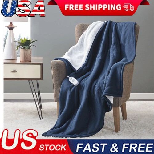 Fleece Heated Throw Blankets W/ Controller Overheating Protection Auto Shutoff