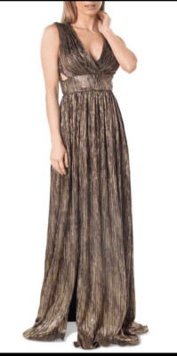 Dress the Population Auli Sleeveless V-Neck Metallic Gown NWT Size Medium